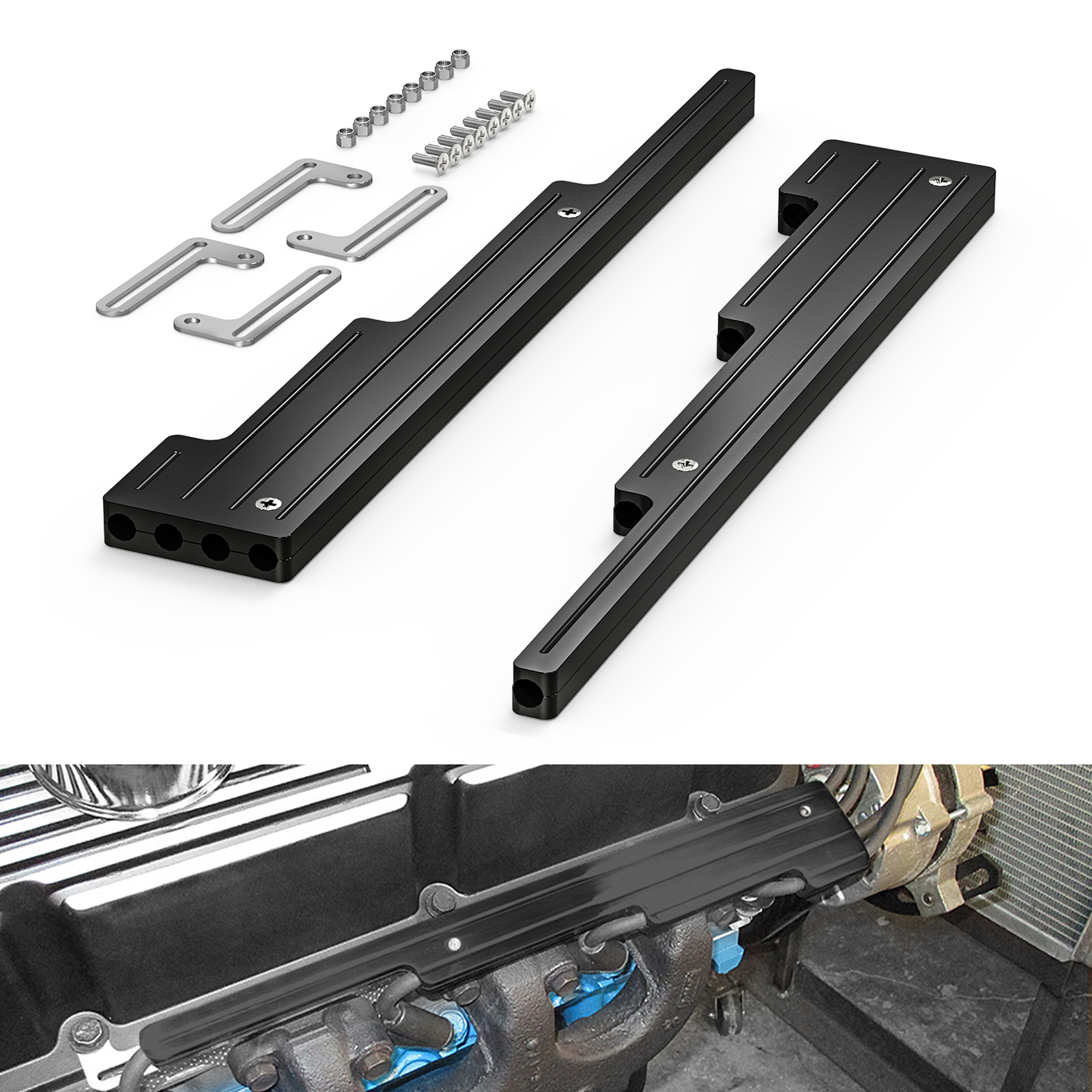 Black Spark Plug Wire Loom Holders Separator Kit Fits Chevy SBC BBC 302